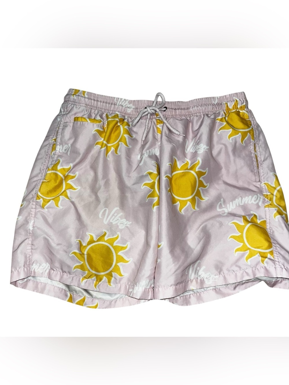 Free Planet men’s swim trunks summer vibes sun pink yellow large L